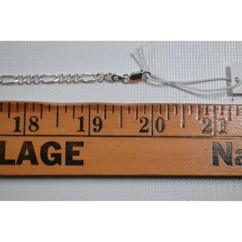 New Jordan Blue‎ Men's Sterling Silver Figaro Chain Necklace 19.5